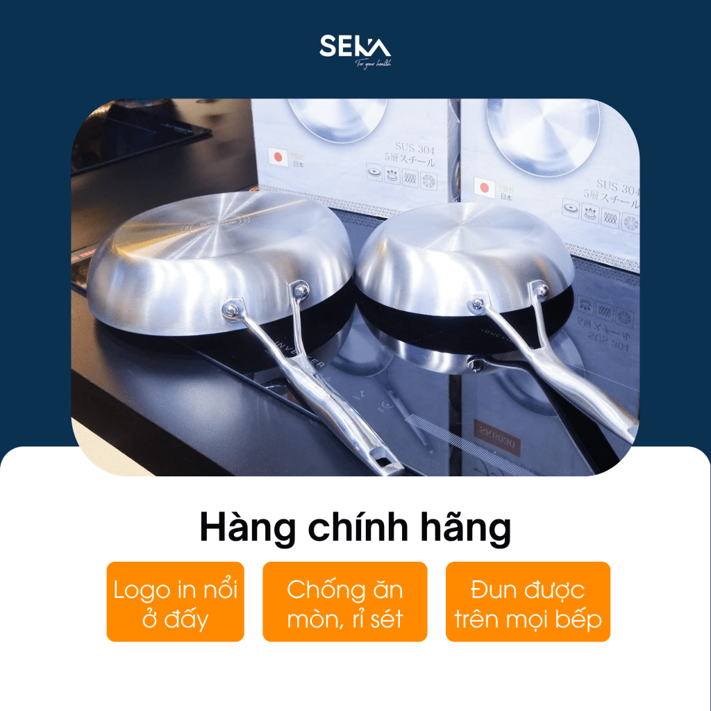 Đồ gia dụng Seka Chảo Inox đáy từ nông lòng