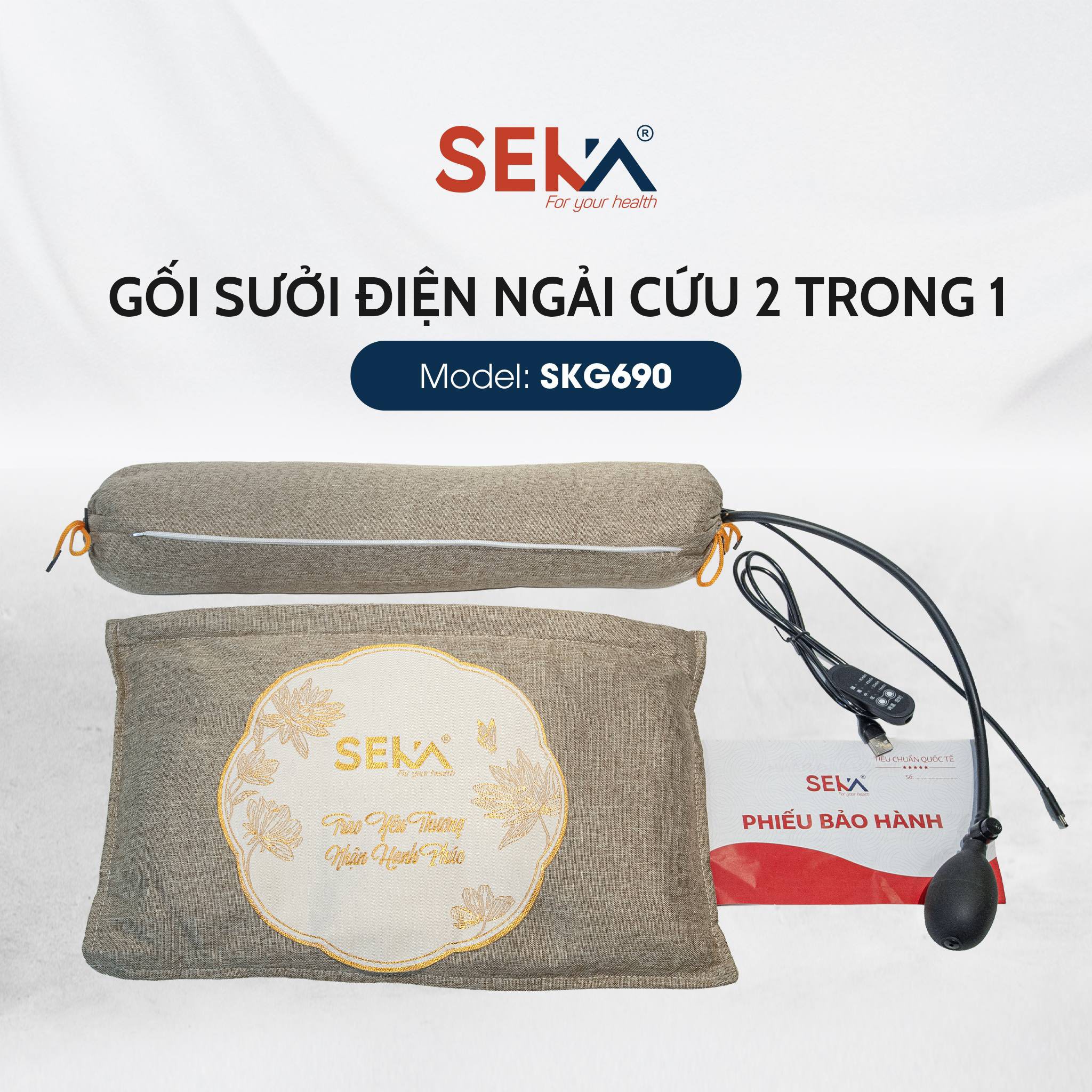Đồ gia dụng Seka Gối sưởi điện ngải cứu 2 trong 1