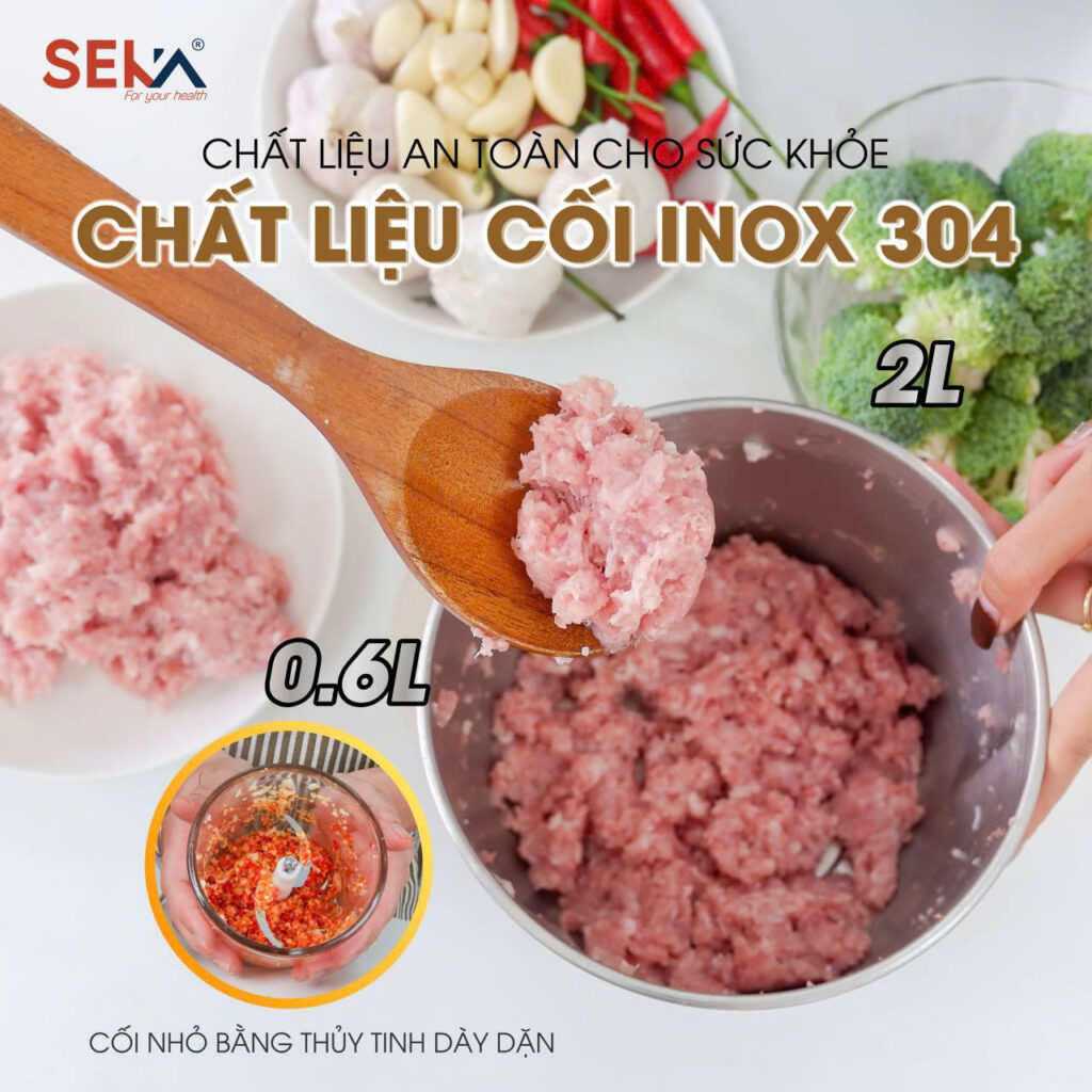 máy xay thịt cối inox